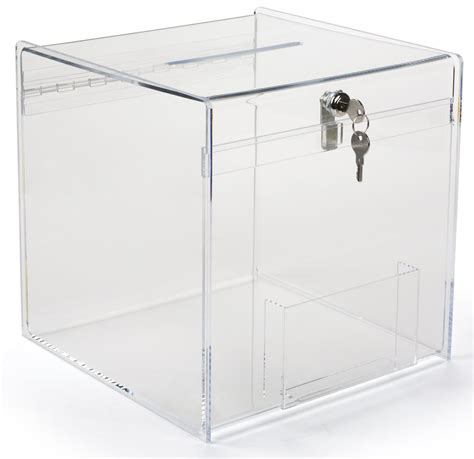 locking metal donation boxes|clear locking donation box.